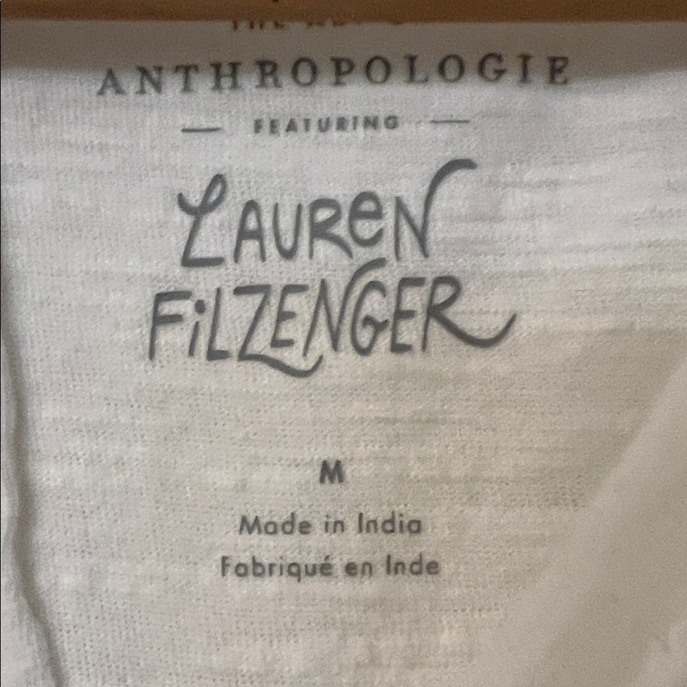 Anthropologie White Tee with Floral Embroidery - Picture 3 of 3